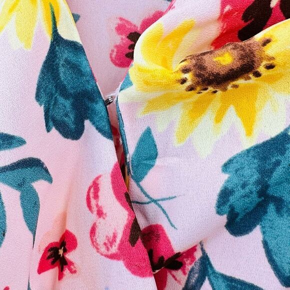 LC Lauren Conrad Ruffle-Neck Flutter-Sleeve Wrap Dress Plus Size 3XL Pink NWT - Picture 7 of 13